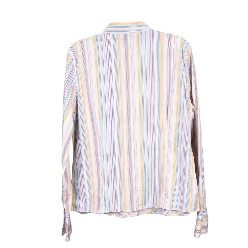 Sag Harbor Chevron Striped Button Up Shirt 18 Women White MultiColor Long Sleeve - Picture 5 of 5